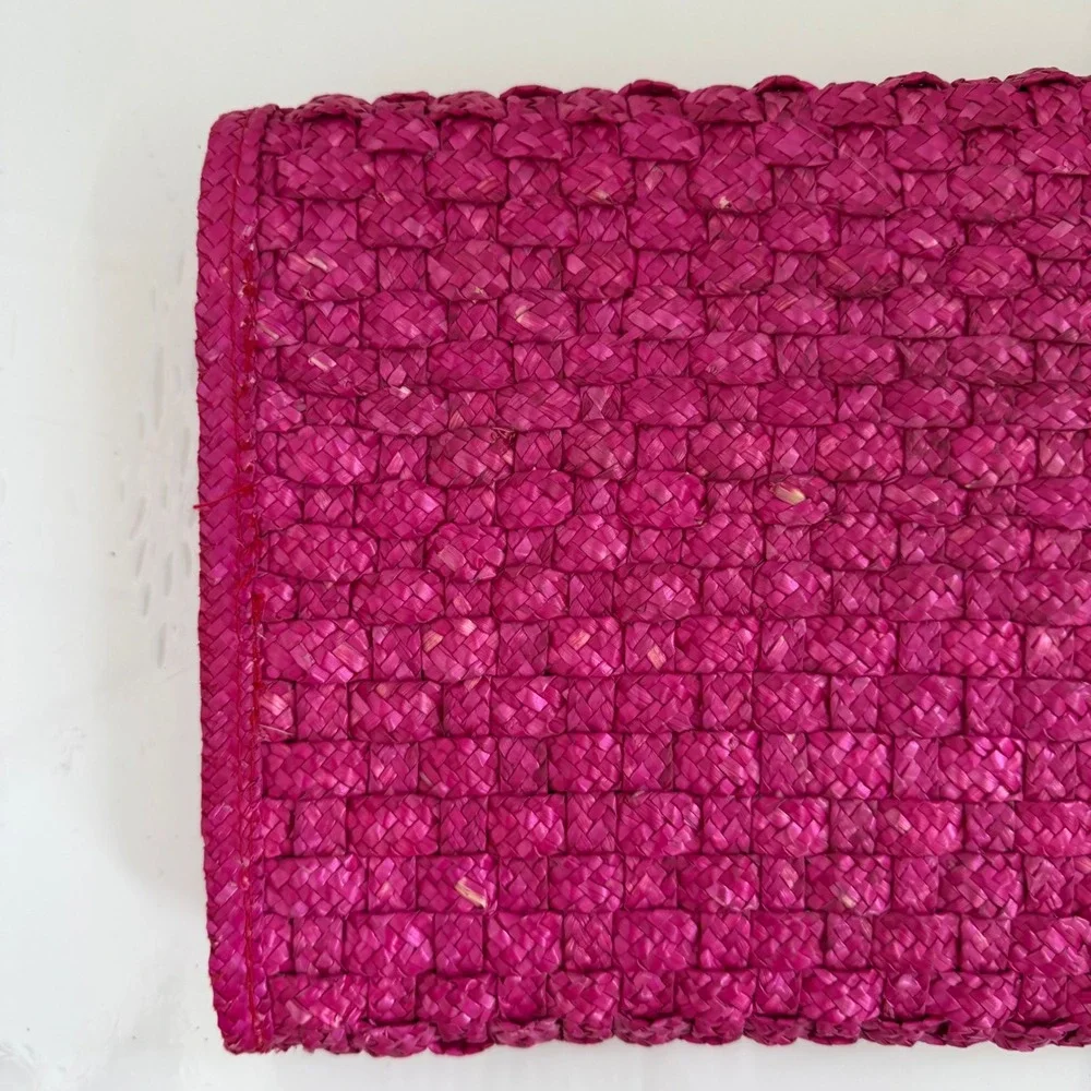 Vintage Woven Pink Straw Clutch